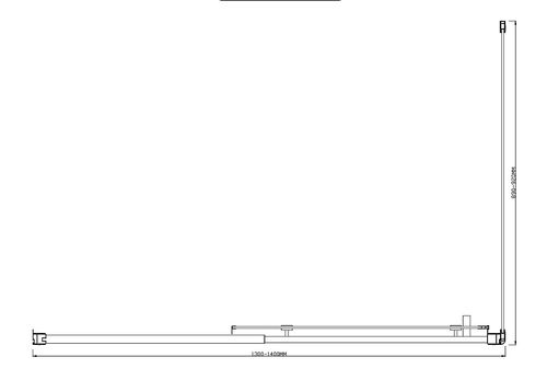 Adjustable 1400x920mm Single Door Sliding Glass Shower Screen with Shower Handle Style 2 - Black