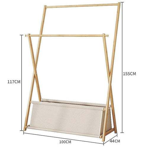 100cm Clothes Rail Rack Rack Garment Rack Freestanding Hanger Bedroom Clothing Rack With Lower Storage Shelf - Wood
