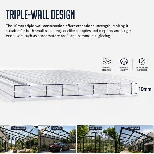 Polycarbonate Roofing Sheets Clear – UV Resistant Corrugated Roof Panels 105x210x1cm (5 Pack Bulk Pack)