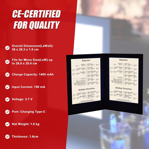 LED Backlit Menu Holder – Illuminated Display Stand for Restaurants, Cafes & Bars