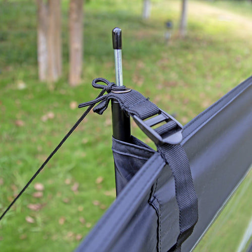 Camping Windbreak with Clear Windows & Bag – 725x140cm Black