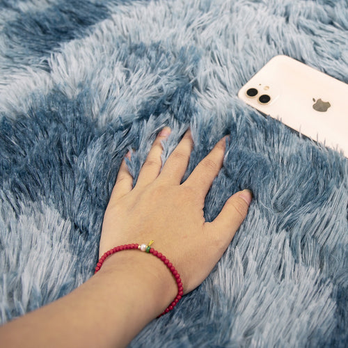 200x300cm Large Floor Soft Blue Fluffy Rug – Modern Area Carpet for Bedroom, Living Room, Lounge or Home Décor Mat