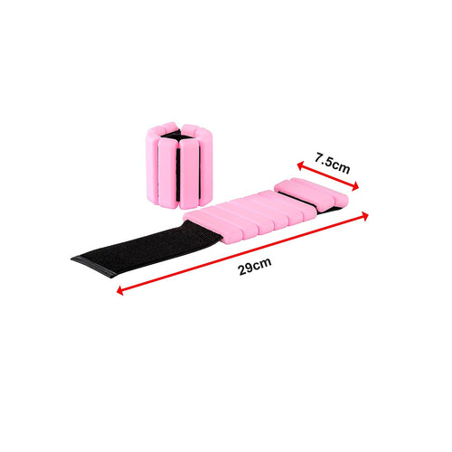 2-Piece Ankle & Wrist Weights – 1kg Pair Adjustable Workout Bangles Pink for Fitness Training