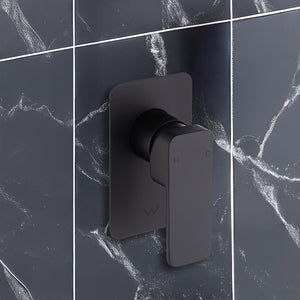 Single Square Shower Bath Mixer Tap Bathroom WATERMARK Approved - Black