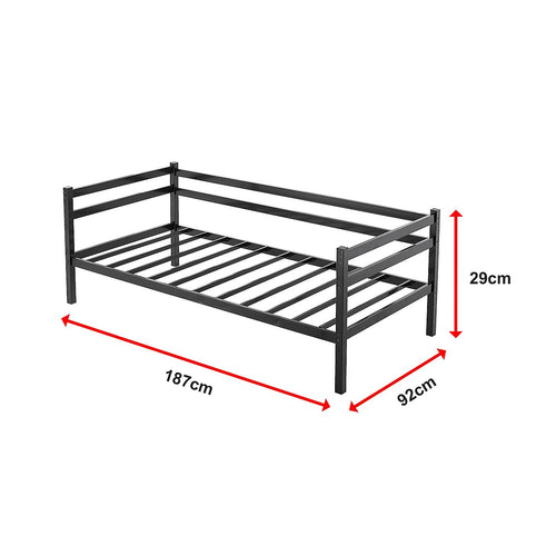 Single Daybed Metal Frame Sofa Premium Black Day Bed Steel Support