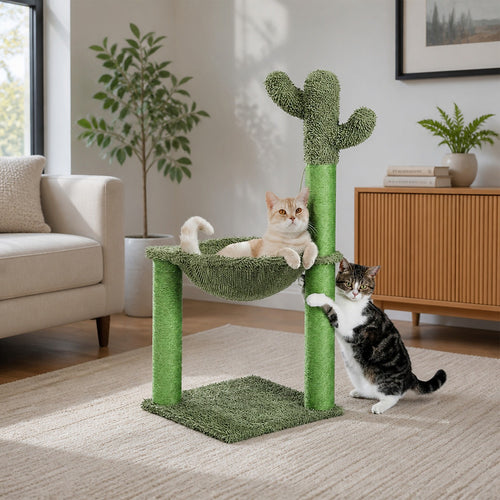 Cactus Cat Tree with Hammock and Sisal Scratching Posts