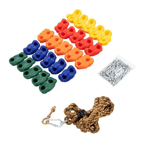 Jungle Gym Rock Climbing Holds Kids Wall Mounting Hardware Knotted Rope 25 Handles Playground