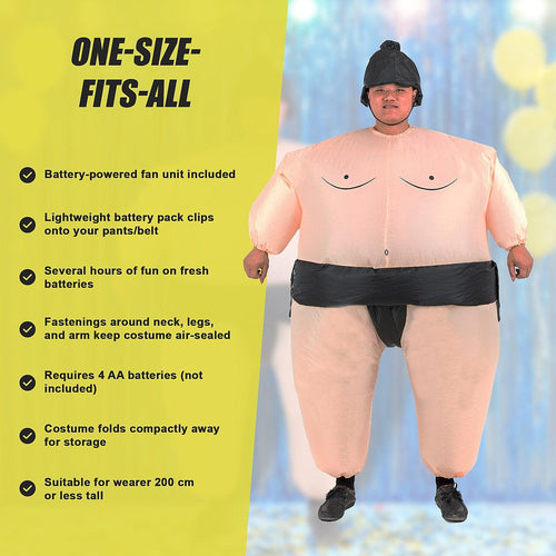 Sumo Fancy Dress Inflatable Suit -Fan Operated Costume