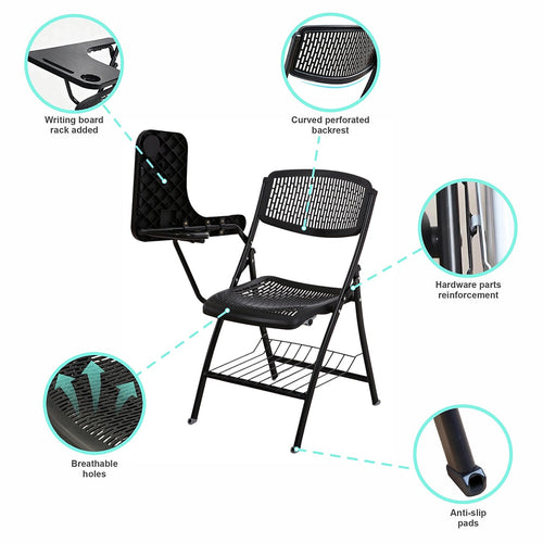 3pc Folding Lecture Chair Set with Table Top for Training & Events