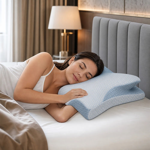 Memory Foam Contour Pillow with Dual Height Butterfly Design