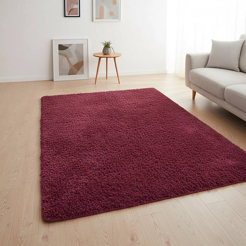 230x160cm Large Shaggy Floor Rug Area Carpet – Burgundy Soft Mat for Bedroom or Living Room Comfort
