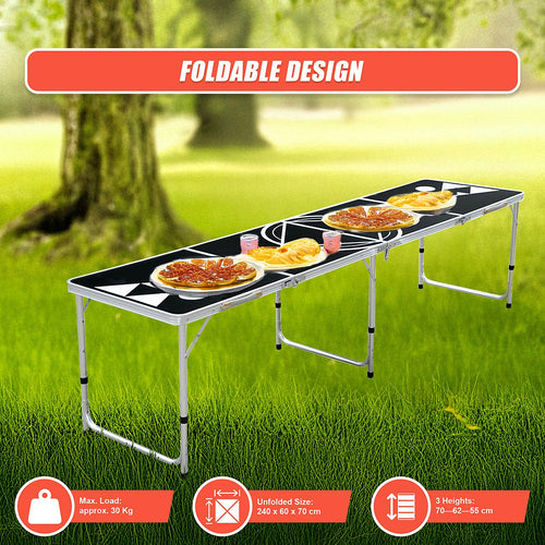 Professional 8ft Beer Pong Table Drinking Game