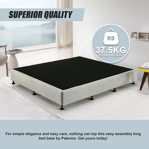 King Slatted Ensemble Bed Base - Platinum Light Grey Linen Breathable Cover