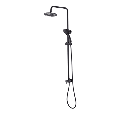 WELS 8" Black Rain Shower Dual Rounded Heads Set with Handheld