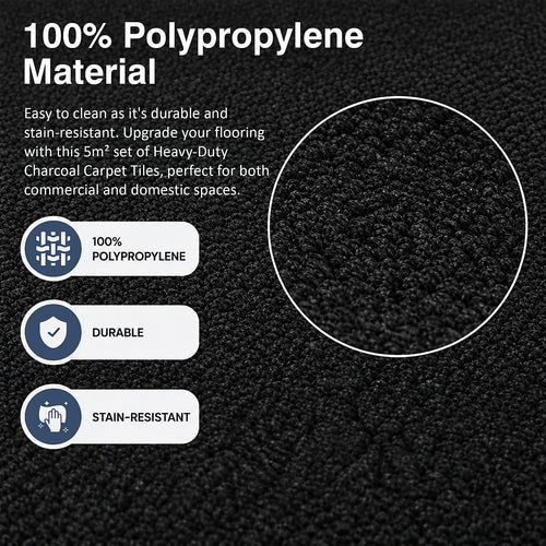 Premium Carpet Tiles in Charcoal – 5m² Pack for Home, Office & Commercial Flooring