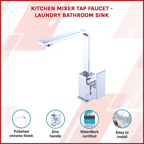 Kitchen Mixer Tap L-Neck Faucet Laundry Bathroom Sink in Chrome