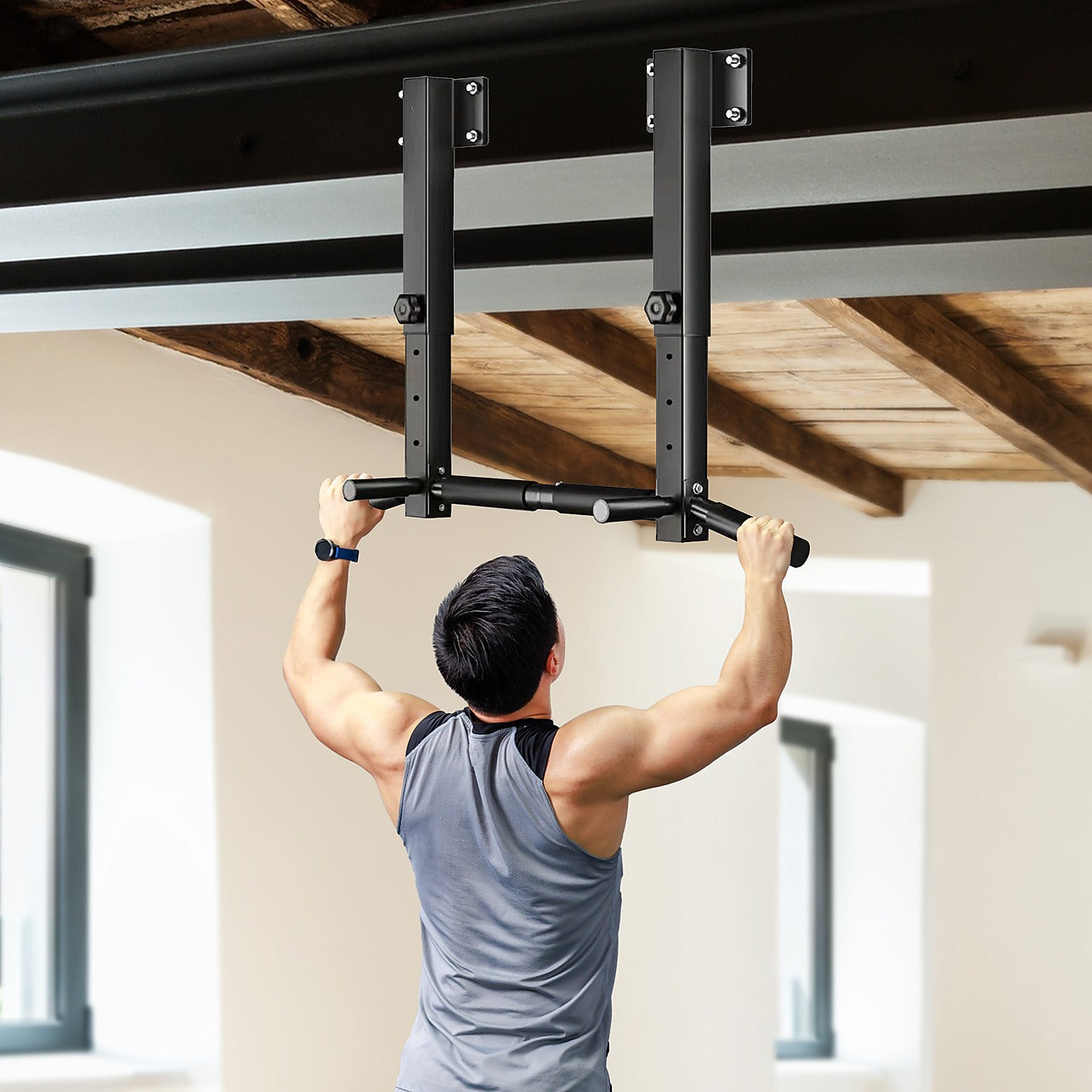 Ceiling Wall Joist Mount Pull Up Bar Chin Up Gym Sports Fitness Home Fitness