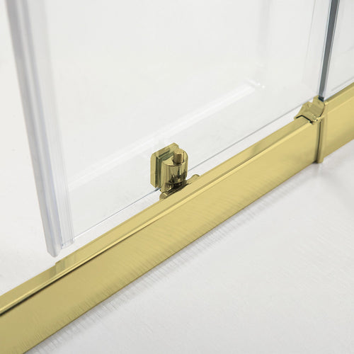 Adjustable 900x1100mm Sliding Door Glass Shower Screen in Gold with Shower Handle Style 2 - Gold