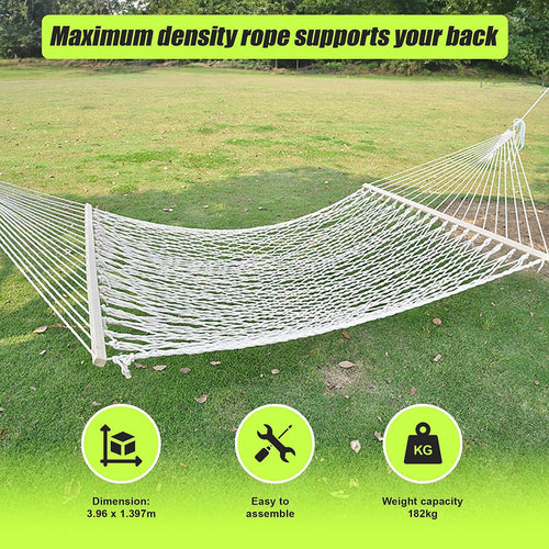 4m Traditional Cotton Rope Hammock with Hanging Hardware