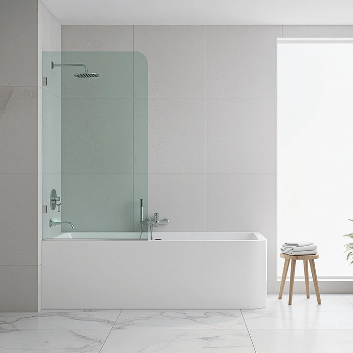 70cm Frameless Glass Bath Screen with Brackets - Gold