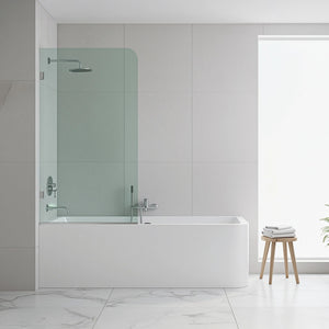 70cm Frameless Glass Bath Screen with Brackets - Black