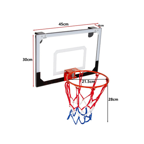 Indoor Mini Basketball Hoop Set – Door-Mounted Backboard Kit with Durable Ring & Mini Ball for Home Play