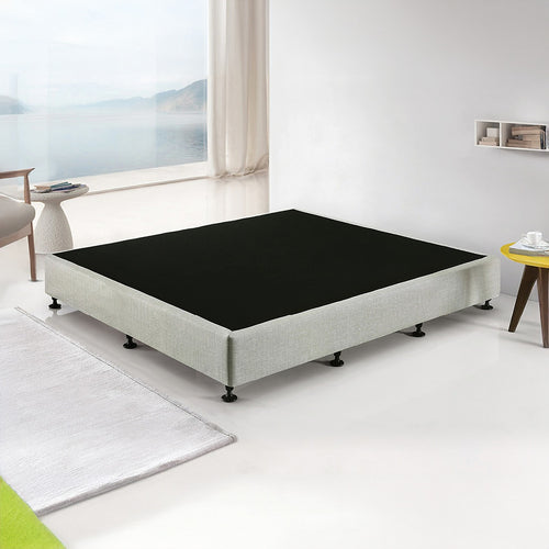 King Slatted Ensemble Bed Base - Platinum Light Grey Linen Breathable Cover