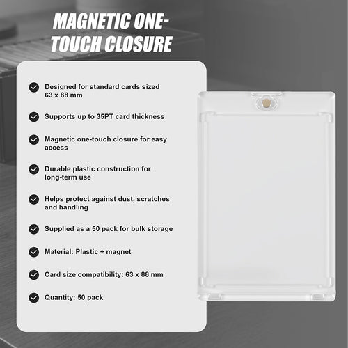 50 Pack 35PT Magnetic Card Holder One Touch Case