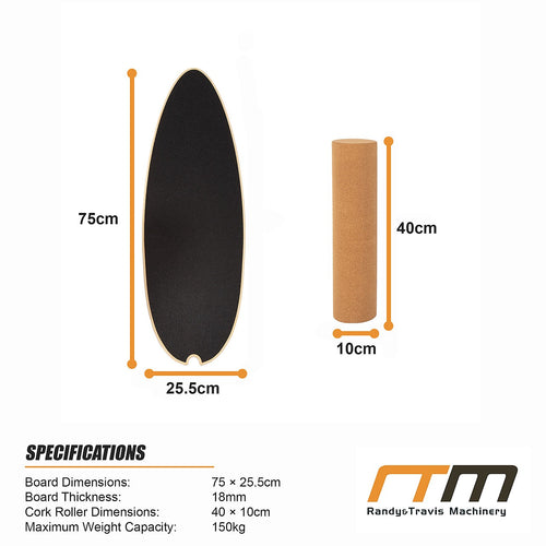 Surf Style Balance Board with Cork Roller Wooden Wobble Board 150kg