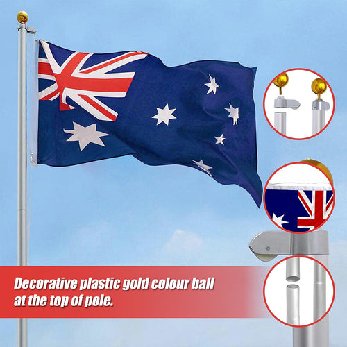 6m Aluminium Flag Pole Kit with Australian Flag – Outdoor Full Set