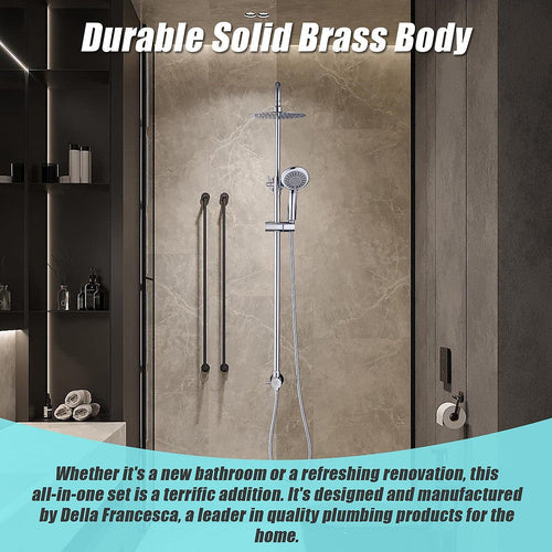 WELS 8" Chrome Rain Shower Dual Rounded Heads Set with Handheld