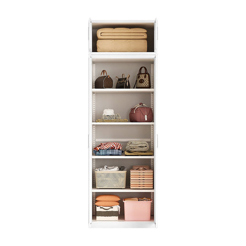 80x240cm 2-Door White Steel Shelf Wardrobe with White Handle Storage Cabinet