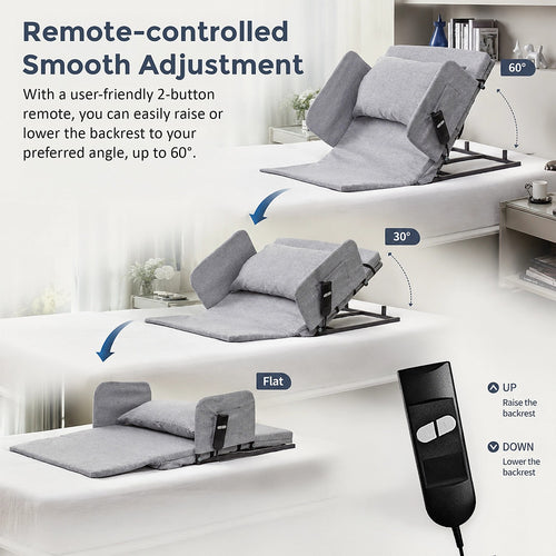 Electric Adjustable Bed Backrest – Power-Lift Support with Remote for Relaxed Sitting & Comfort