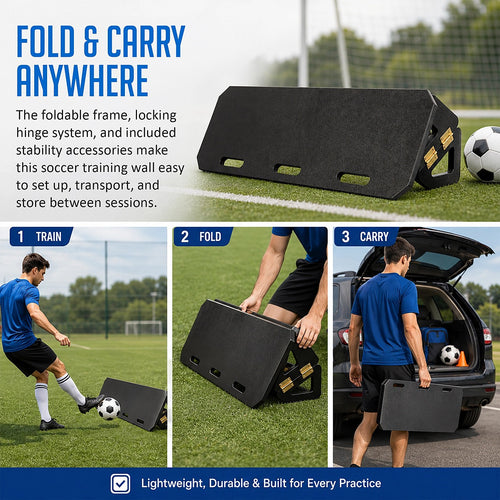 100cm Foldable Soccer Bounce Board Kickback Trainer with Adjustable Rebound Angles