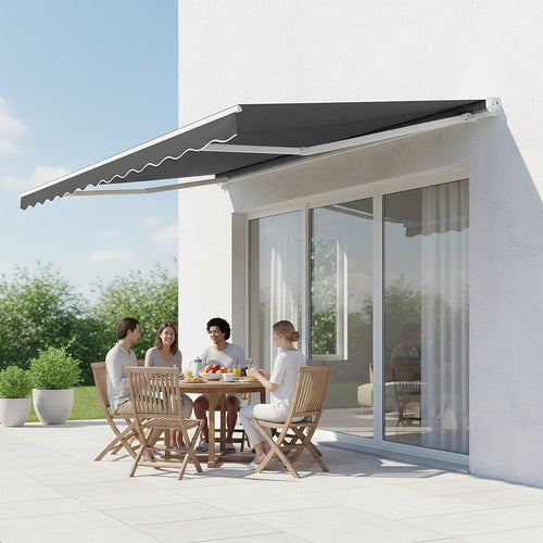 Outdoor Awning Grey - 3x2.5m Retractable Sunshade