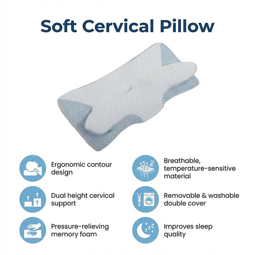 Soft Cervical Memory Foam Pillow for Neck Pain Relief – Ergonomic Support