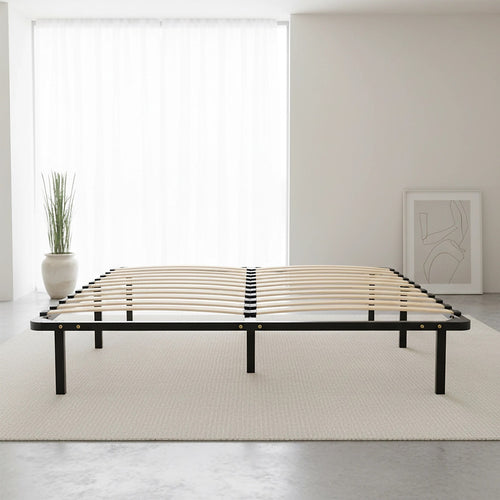 Queen Metal Bed Base with Slats – Heavy-Duty Steel Frame