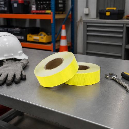 Hi Vis Reflective Tape 2 Pack 50mm x 50m 3M Adhesive Yellow