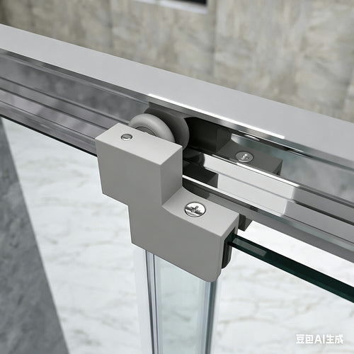 90x101cm Adjustable Contemporary Chrome Corner Sliding Shower Screen – Shower Handle Style 1 - Chrome