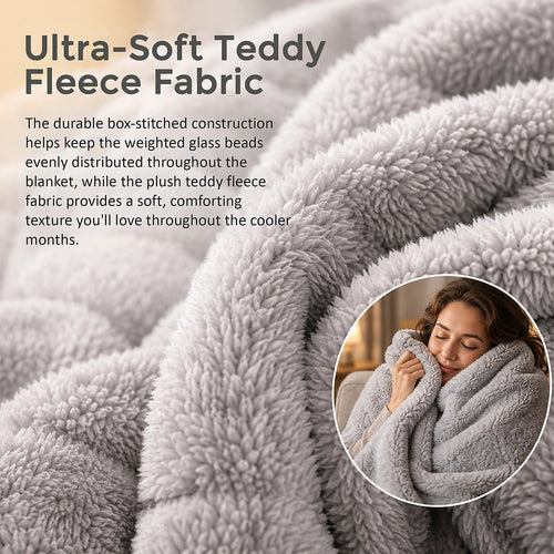 10kg Teddy Fleece Weighted Blanket 150 x 200cm Ultra Soft Sherpa Heavy Blanket Grey for Bed, Sofa & Home Comfort