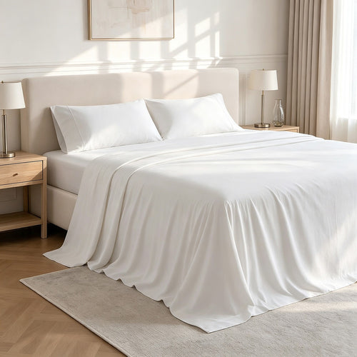 Queen 4 Piece Microfiber Sheet Set Deep Pocket White