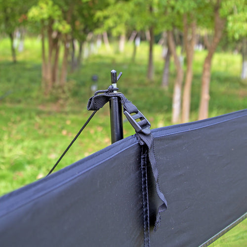 Camping Windbreak with Clear Windows & Bag – 725x140cm Black