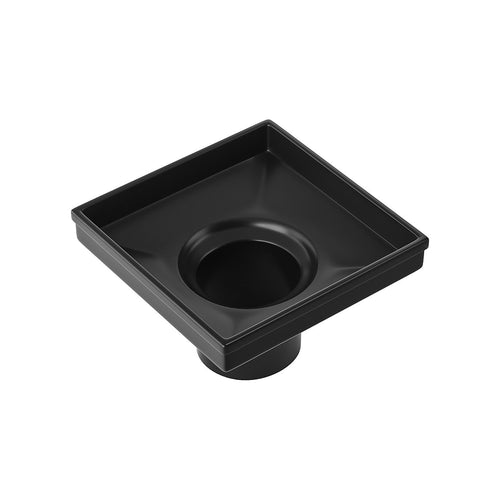 15 x 15cm Square Shower Drain with Tile Insert Grate – Matte Black Stainless Steel