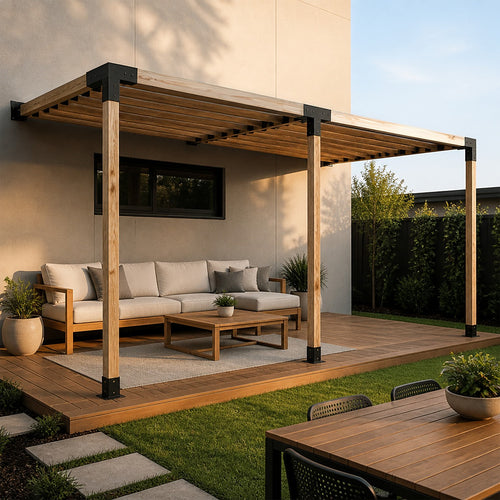 DIY Pergola Kit – Double Wall with Top Rafters Set with Brackets