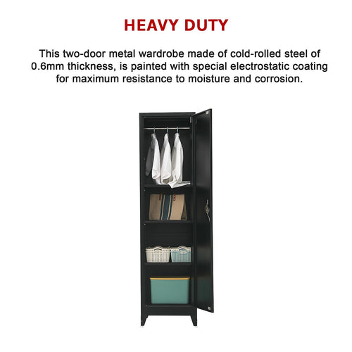Single Door Metal Locker Cabinet - Black with Legs