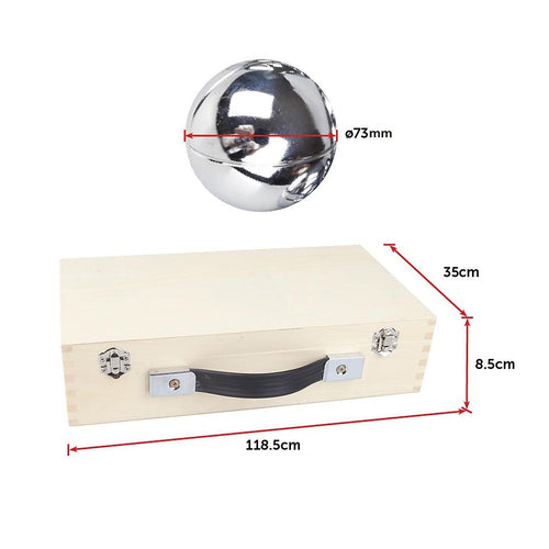 Deluxe Boules Bocce 8 Alloy Ball Set with Wood Case