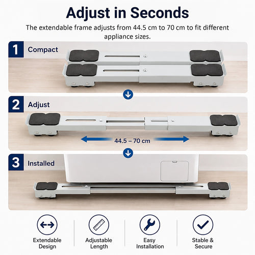 Appliance Rollers Dolly 300kg Load Adjustable Fridge Washing Machine Base