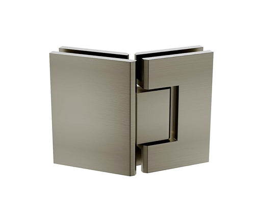 90cm Frameless Diamond Shower Screen with Gunmetal Brackets and Brass Hinges, Round Handle