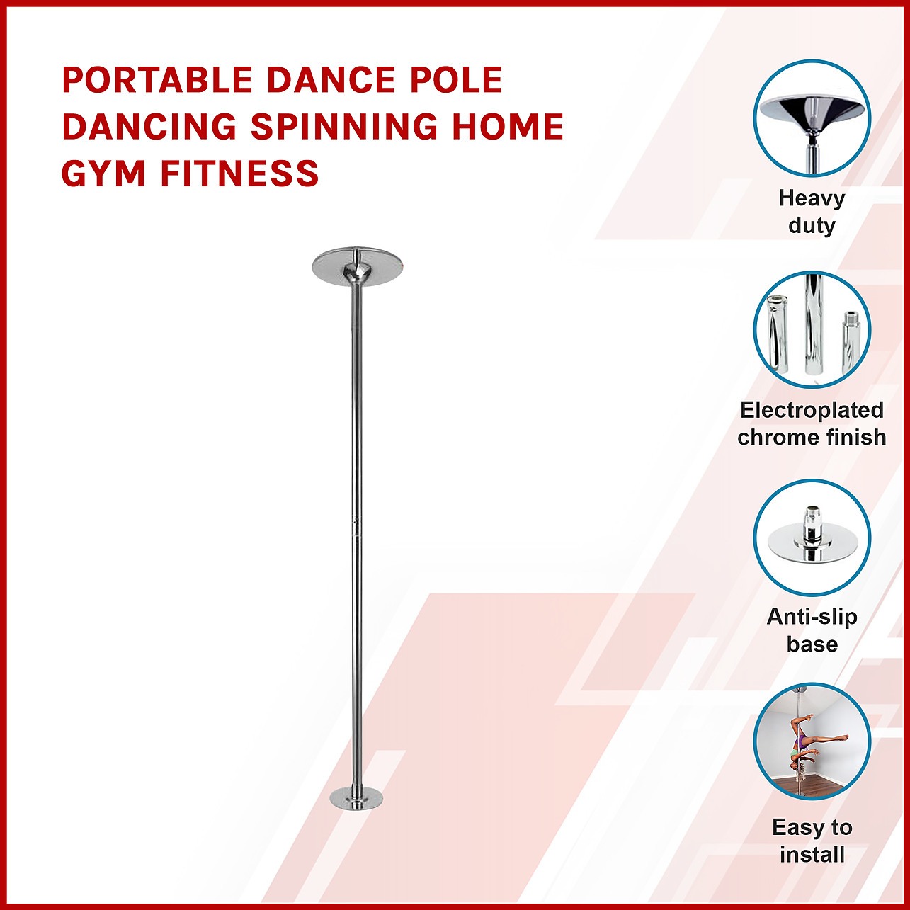 Portable Pole Dancing Set Dancing Pole with 160cm Dancing Mat - Gym Plus