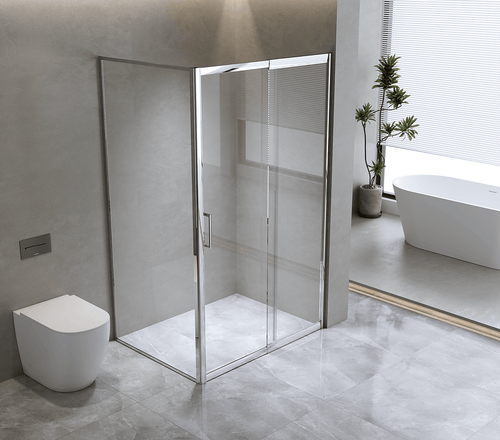 150mm Adjustable (2000x800mm) Single Door Sliding Glass Shower Screen with Shower Handle Style 3 - Chrome